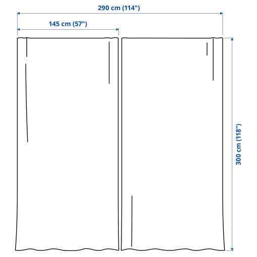 STENFRÖ, sheer curtains with heading tape/1 pair, 145x300 cm, 505.621.25