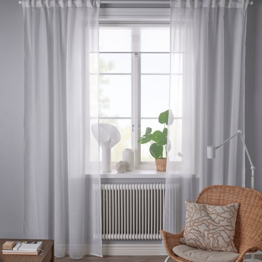 STENFRÖ, sheer curtains with heading tape/1 pair, 145x300 cm, 505.621.25