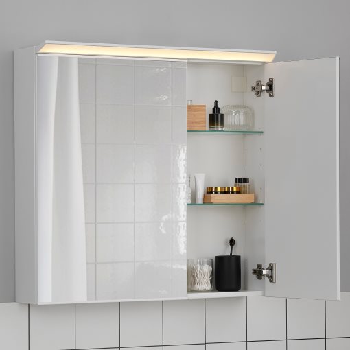 TREASJON, ντουλάπι καθρέφτη με 2 πόρτες/ενσωματωμένος φωτισμός, 80x17x75 cm, 505.739.06