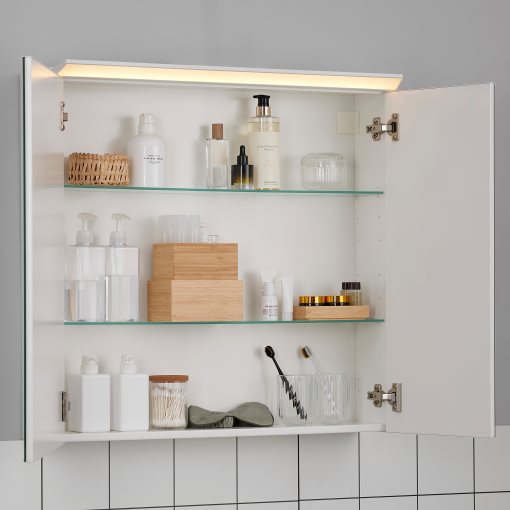 TREASJON, mirror cabinet with 2 doors/built-in lighting, 80x17x75 cm, 505.739.06