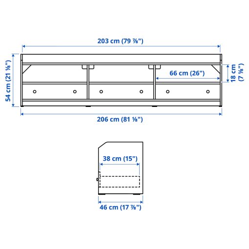 HAUGA, TV bench, 206x46x54 cm, 505.933.82