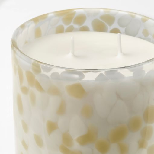 JÄMLIK, scented candle in glass/2 wicks/Vanilla, 50 hr, 505.943.48