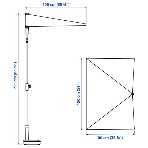LILLEO/BRAMSON, ομπρέλα ήλιου με βάση, 150 cm, 594.401.01