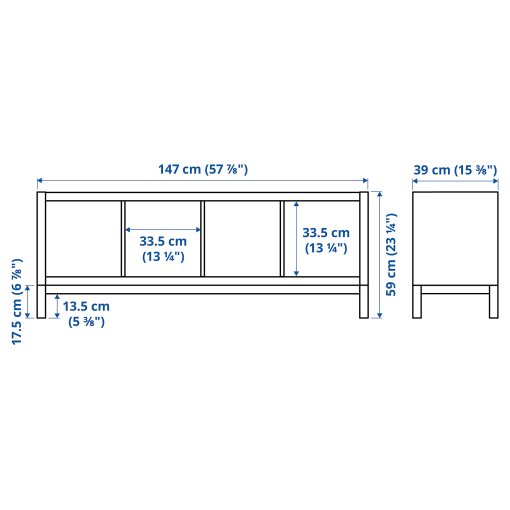 KALLAX, shelving unit with underframe, 147x59 cm, 594.426.66