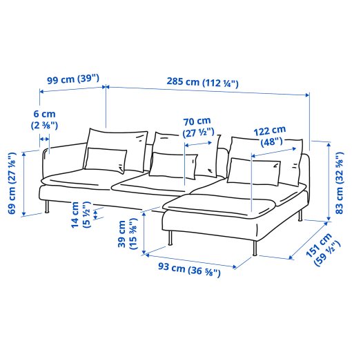 SÖDERHAMN, 4-seat sofa with chaise longue and open end, 594.497.00