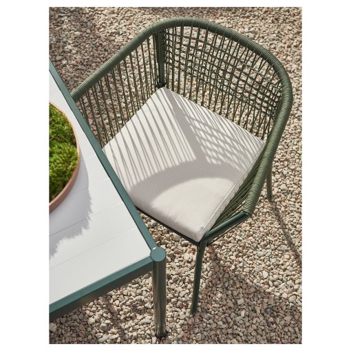 SEGERÖN, table and 4 chairs with armrests/outdoor, 147 cm, 594.948.44