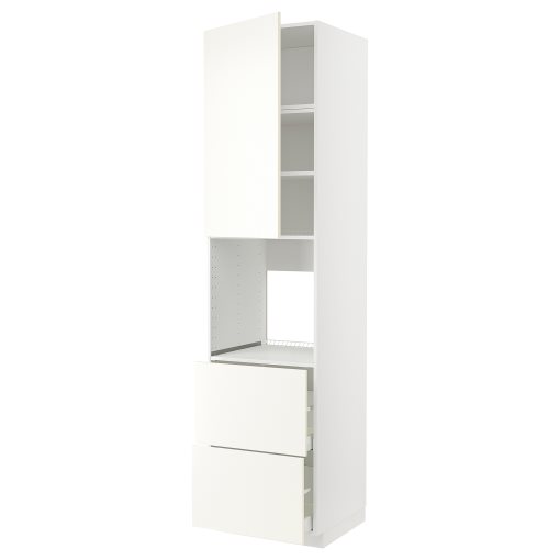 METOD/MAXIMERA, high cabinet for oven with door/2 drawers, 60x60x240 cm, 595.070.59