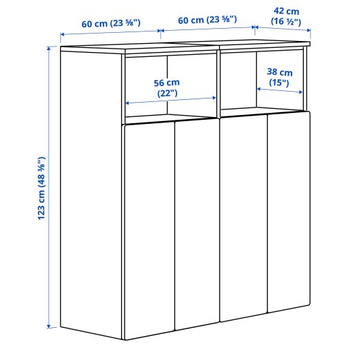 SMASTAD/PLATSA, σύνθεση αποθήκευσης με 6 ράφια, 120x42x123 cm, 595.496.29