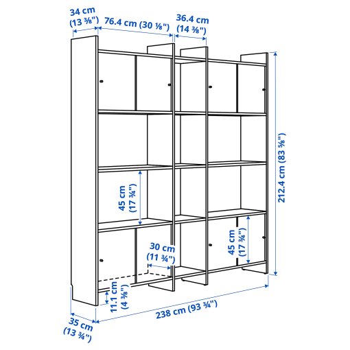 LÅDMAKARE, storage combination with sliding doors and 7 shelves, 198x35x212 cm, 595.666.71