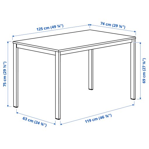 VIHALS, τραπέζι και 4 καρέκλες, 125x74 cm, 595.899.36