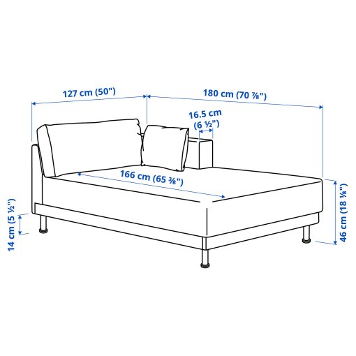 UPPÅKRA, chaise longue module with armrest right, 596.129.94
