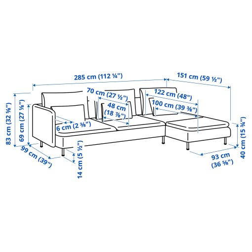SÖDERHAMN, 4-seat sofa with chaise longue and open end, 596.216.77