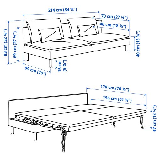 SÖDERHAMN, τριθέσιος καναπές-κρεβάτι, 596.341.56