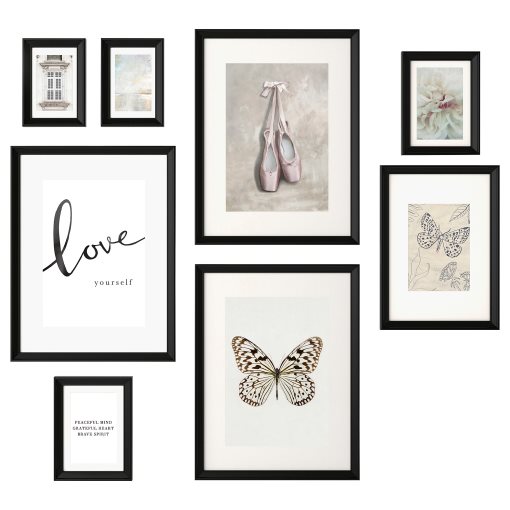 KNOPPÄNG, frame with poster/Little things, set of 8, 605.127.57