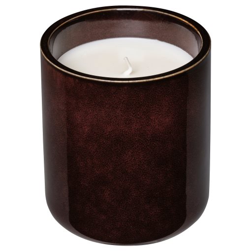 KOPPARLÖNN, scented candle in ceramic jar/almond & cherry, 45 hr, 605.515.84