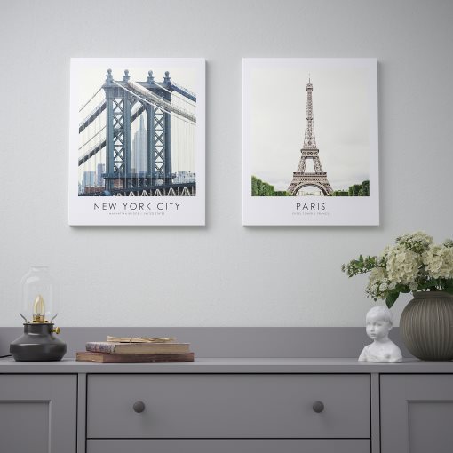PJÄTTERYD, picture/Manhattan bridge and Eiffel tower, 40x50 cm, 605.545.49