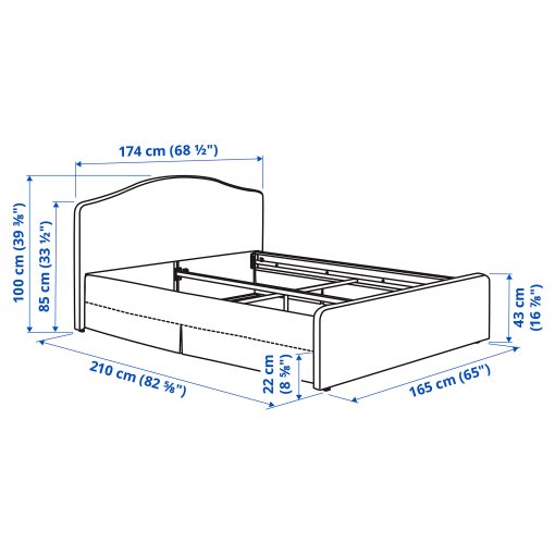 RAMNEFJALL, cover bed frame, 160x200 cm, 605.589.67