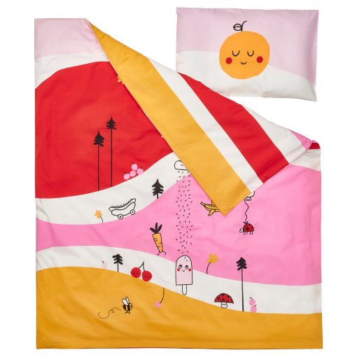 GRONFINK, duvet cover 1 pillowcase for cot, 110x125/35x55 cm, 605.723.79