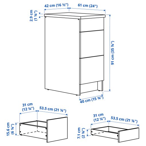 KNOXHULT, base cabinet with drawers, 40 cm, 606.039.79