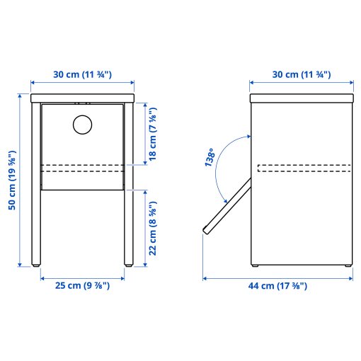 IKEA PS 2026, bedside table with flip-down door, 30x30x50 cm, 606.199.42