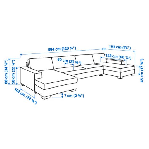 SÖRVALLEN, 5-seat sofa with chaise longues, 693.147.86