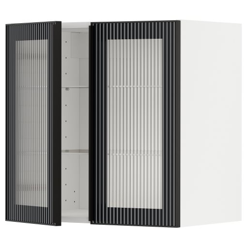 METOD, wall cabinet with shelves/2 glass doors, 60x60 cm, 694.906.47