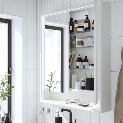 FAXALVEN, ντουλάπι με καθρέφτη με ενσωματωμένο φωτισμό, 80x15x95 cm, 695.167.13