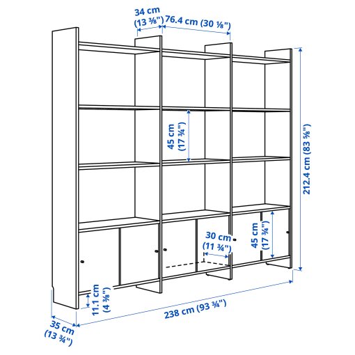 LÅDMAKARE, storage combination with sliding doors and 9 shelves, 238x35x212 cm, 695.639.88