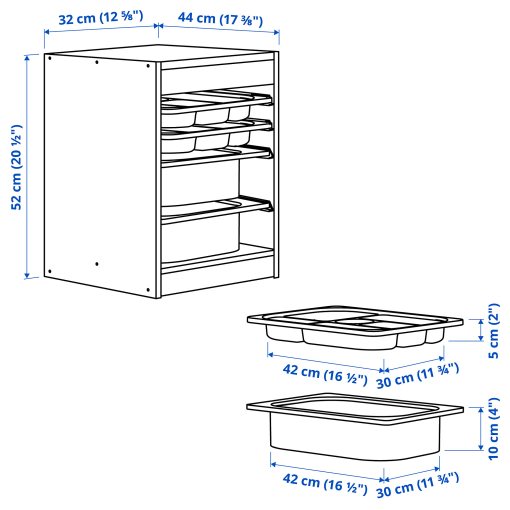 TROFAST, storage combination with boxes/trays, 32x44x52 cm, 695.733.03