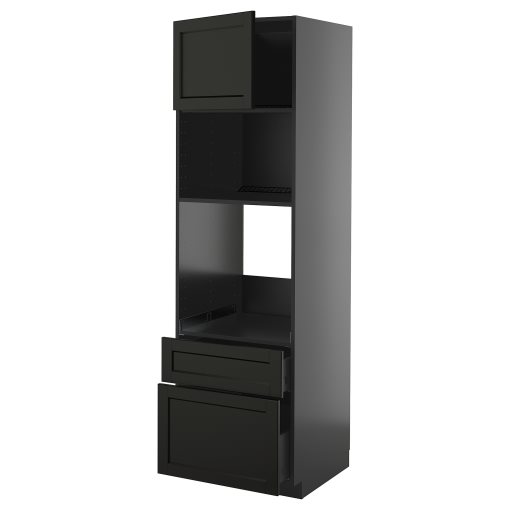 METOD/KNIVSHULT, high cabinet for oven/microwave with door/2 drawers, 60x60x200 cm, 695.876.06