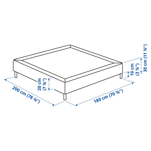 LYNGOR, slatted mattress base with legs, 180x200 cm, 696.081.71
