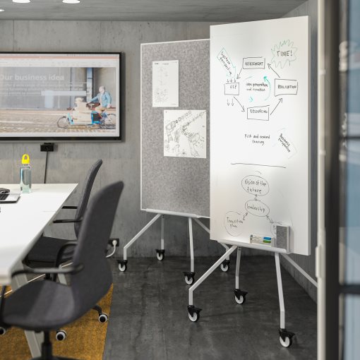 ELLOVEN, ασπροπίνακας/πίνακας ανακοινώσεων με ροδάκια, 70x180 cm, 704.747.69