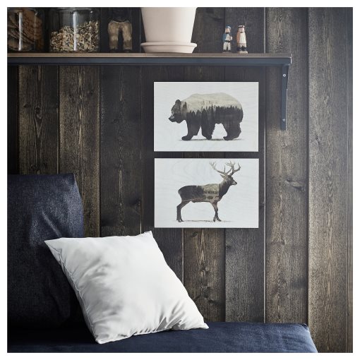 BJÖRNAMO, πίνακας/ Άγρια ζώα ΙΙ 30x20 cm, σετ 2 τεμ., 704.861.02