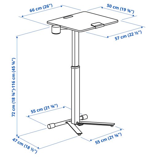 MITTZON, laptop table with castors, 66x50 cm, 704.981.95