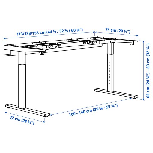 MITTZON, underframe for desk, 120/140/160x80 cm, 705.279.23