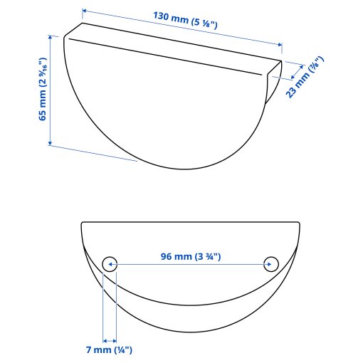 BEGRIPA, handle/half-round/2 pack, 130 mm, 705.400.81