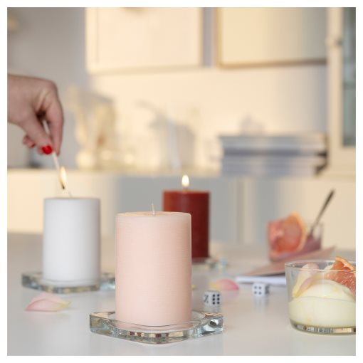ÄDELSYREN, scented pillar candle/Grapefruit & rose/3 pack, 30 hr, 705.486.47