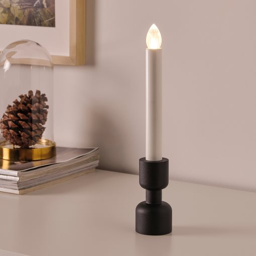 STRÅLA, candle holder with built-in LED light source/battery-operated, 28 cm, 705.824.48