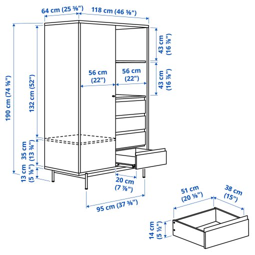 RÅDMANSÖ, ντουλάπα, 118x64x190 cm, 705.936.06