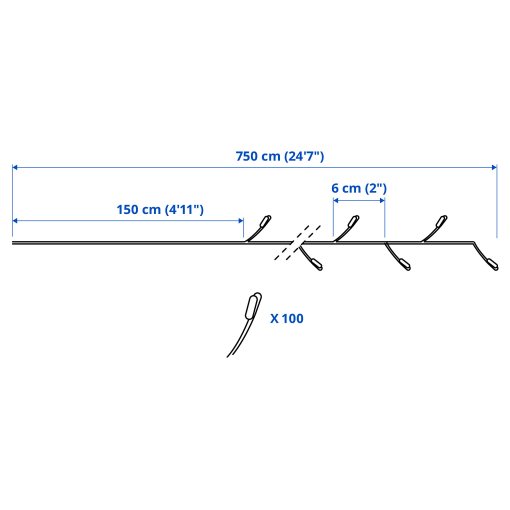 VINTERFINT, γιρλάντα με ενσωματωμένο φωτισμό LED/100 λαμπτήρες, 705.990.62