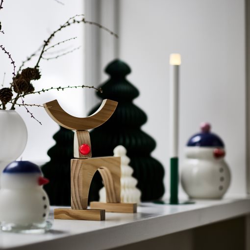 STRÅLA, διακόσμηση τραπεζιού με ενσωματωμένο φωτισμό LED/λειτουργία με μπαταρία, τάρανδος, 705.993.78