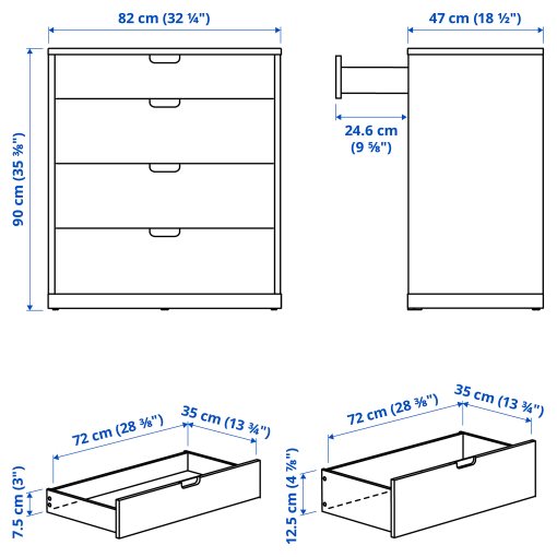 TONSTAD, chest of 4 drawers, 82x47x90 cm, 706.146.18
