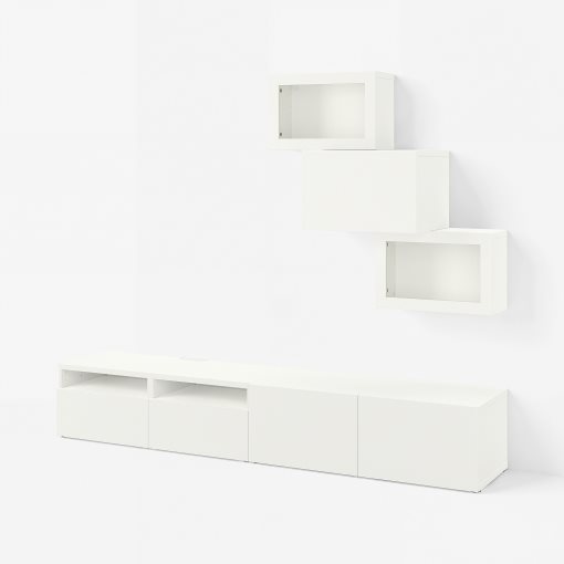 BESTÅ, TV storage combination/glass doors/drawers push open, 240x42x190 cm, 794.113.05