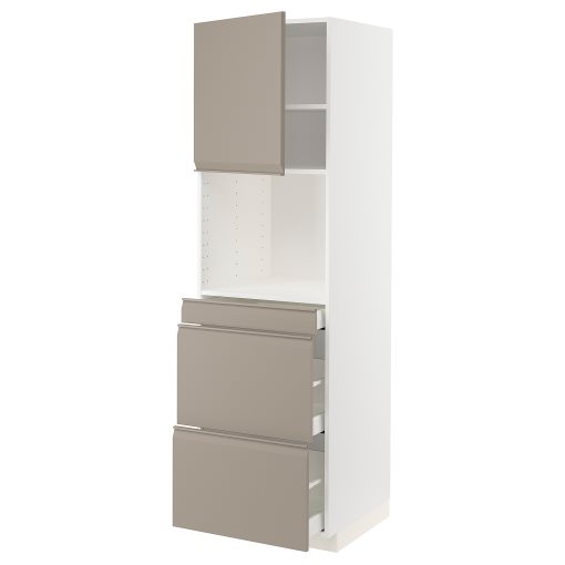 METOD/MAXIMERA, high cabinet for microwave combi with door/3 drawers, 60x60x200 cm, 794.925.99