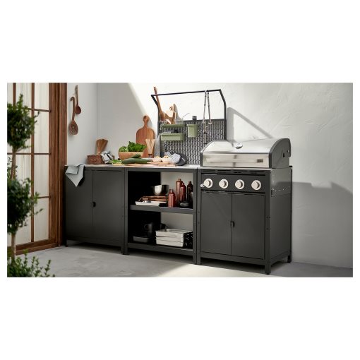 GRILLSKÄR, kitchen island with back panel/outdoor, 86x61x176 cm, 794.952.44
