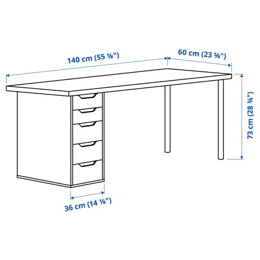 LAGKAPTEN/ALEX, desk, 140x60 cm, 795.084.30