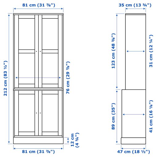 HAVSTA, storage combination with glass-doors, 81x47x212 cm, 795.347.35