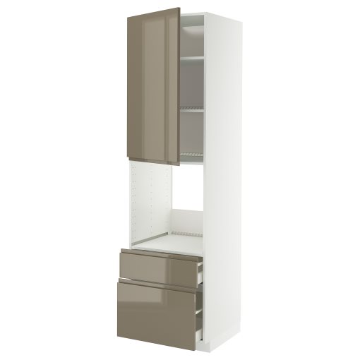 METOD, high cabinet for oven with door/2 drawers, 60x60x220 cm, 795.769.14