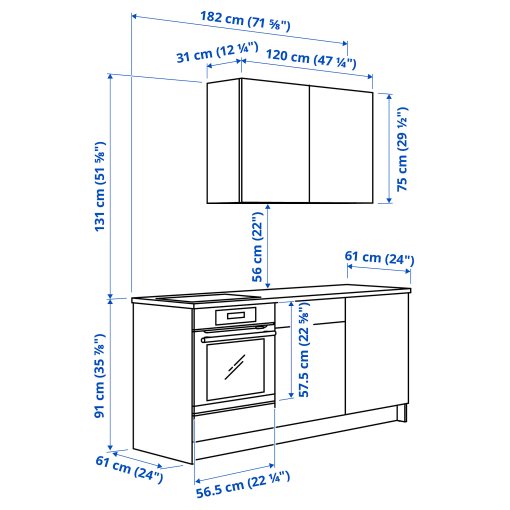 KNOXHULT, κουζίνα, 180x61x220 cm, 795.811.14