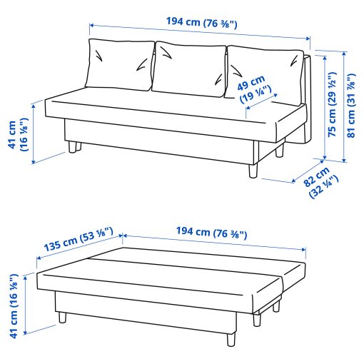ÄLVDALEN, 3-seat sofa-bed, 804.625.96